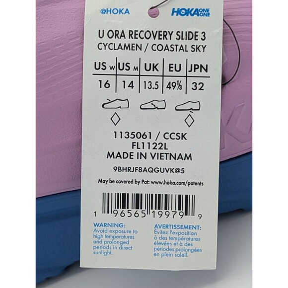 HOKA Ora Recovery Slide 3 Sandals Men’s 14 Women’s 16 Pink Blue NWT - Picture 6 of 7